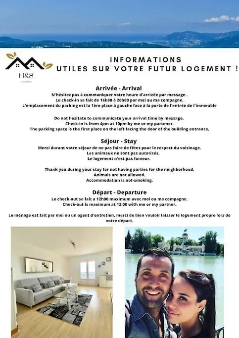 Grasse Centre-Moderne-Calme-Vue Mer-Parking Apartment France